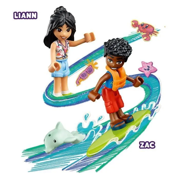 LEGO® Friends 41725 La Journée à la Plage en Buggy, Jouet avec Voiture, Surf, et Mini-Poupées-2