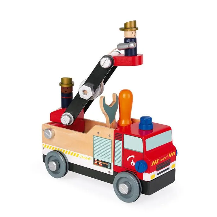 Jeu de Construction en Bois - JANOD - Camion Pompiers Brico'kids - 45 pièces - Mixte-1