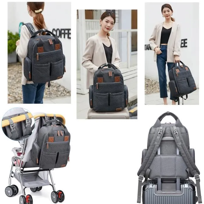Bebeboutik Sac a Dos a Langer Darmowade Grand Sac Avec Matelas a langer Gris