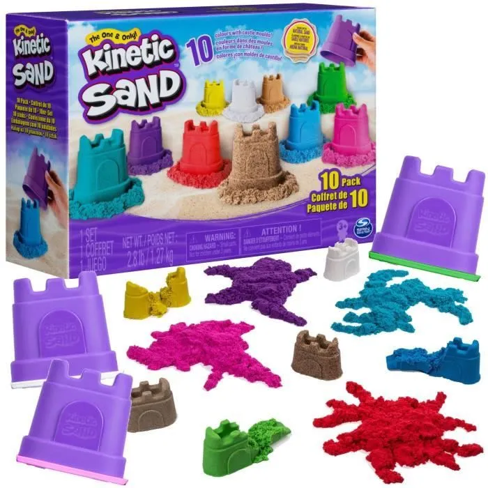 Jeu de sable cinétique avec moules - KINETIC SAND - 10 couleurs - pour enfant à partir de 3 ans-0