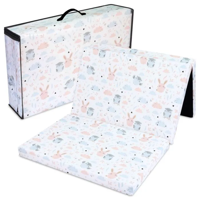 Matelas lit de voyage pliable 60x120cm - TOTSY BABY - Hiboux - Epaisseur 5cm-0