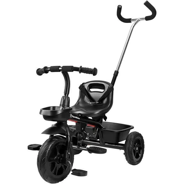 HyperMotion Tricycle Evolutif Enfant jusqu'à 20 kg| Guidon Contrôle Parents| Ceinture Sécurité| Siège confortable| Roues Larges Noir-0