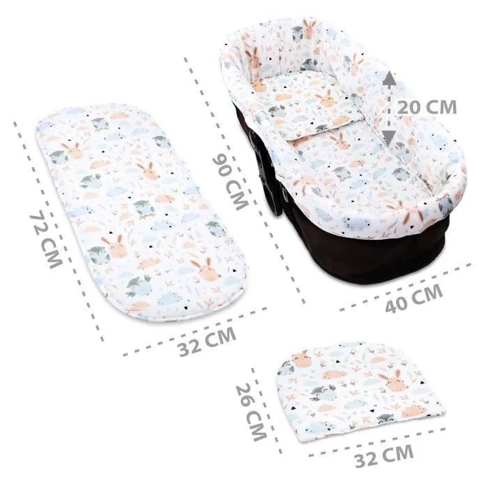 Bordure pour poussettes - housse pour poussettes nid de bain pour bébé accessoires ensemble 3 pièces coton Hiboux-2