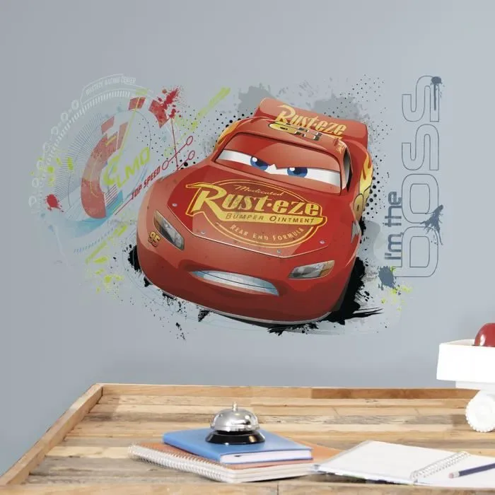 Sticker géant repositionnable Cars avec Flash McQueen de Disney 92,7CM X 43,8CM-3