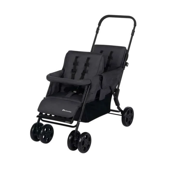 BEBECONFORT Poussette double Teamy, pour enfants d'âges rapprochés, dès la naissance, 4 roues, Mineral Graphite-2