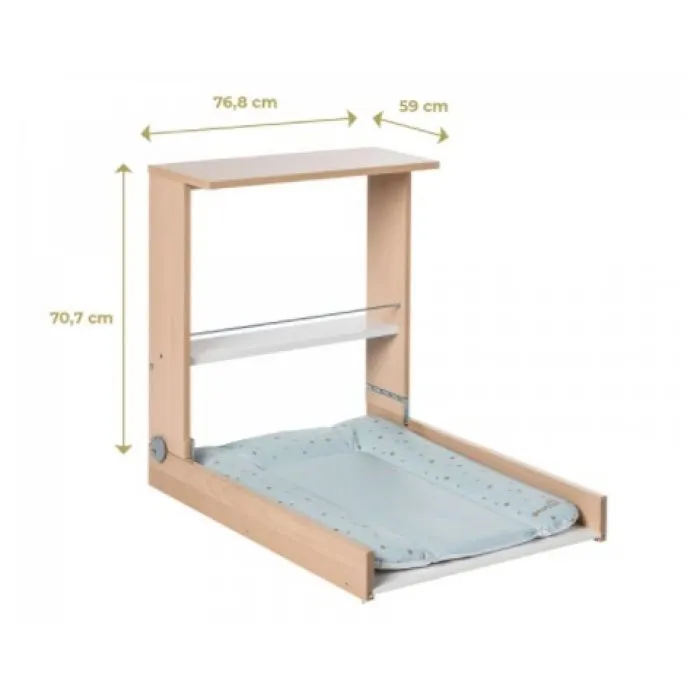Table à langer murale GEUTHER WICKI blanche - Bois de hêtre certifié FSC - Matelas à langer inclus - Etoile-3