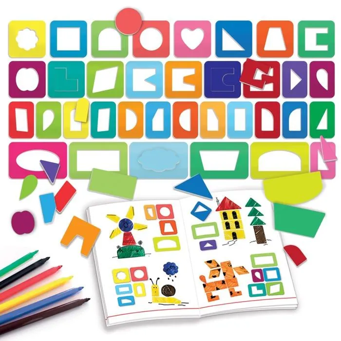 Jeu de coloriage - dessin - pochoir Headu - E73E03A0BE - Pochoir Montessori Italy Jeu educatif, MU29396, Multicolore, Petit-1