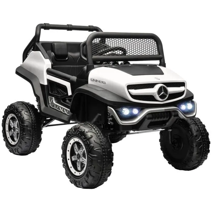Voiture électrique pour enfants - HOMCOM - Mercedes-Benz Unimog - avec télécommande, roues suspendues, klaxons, lumières, musique-0