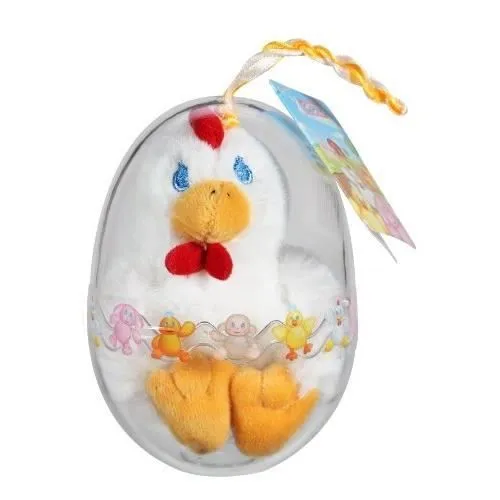 Peluche Poule Blanche 11 cm - GIPSY - Oeuf Petit Poulailler - Jouet en Peluche-0