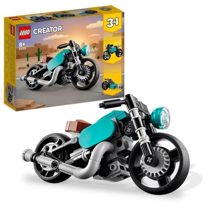 LEGO® Creator 3-en-1 31135 La Moto Ancienne, Jouet Voiture Classique et de Rue, avec Dragster-0