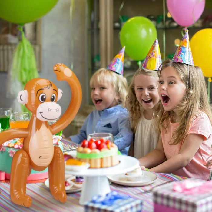 Relaxdays Singe Gonflable Petit Singe Animal Piscine Déco Fête Jungle Safari Carnaval Jouet Aquatique Enfant, Marron-4