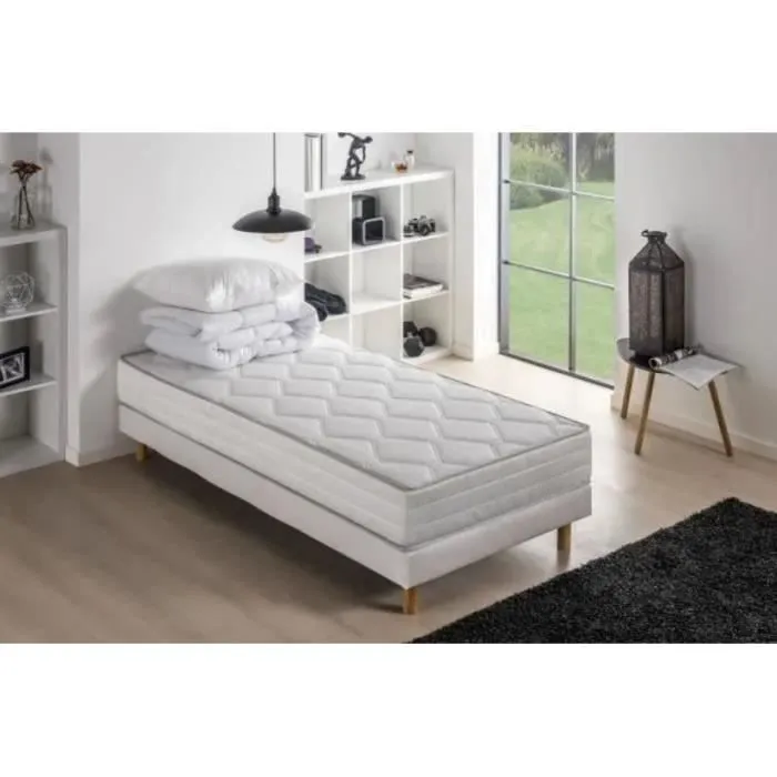 Pack prêt à dormir Matelas + Sommier 90 x 190 cm + Couette + Oreiller - DEKO DREAM Malin-0