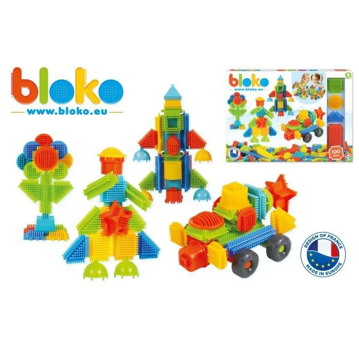 Jeu d’assemblage – BLOKO – Coffret de 100 BLOKO – Dès 12 mois – Fabriqué en Europe-1