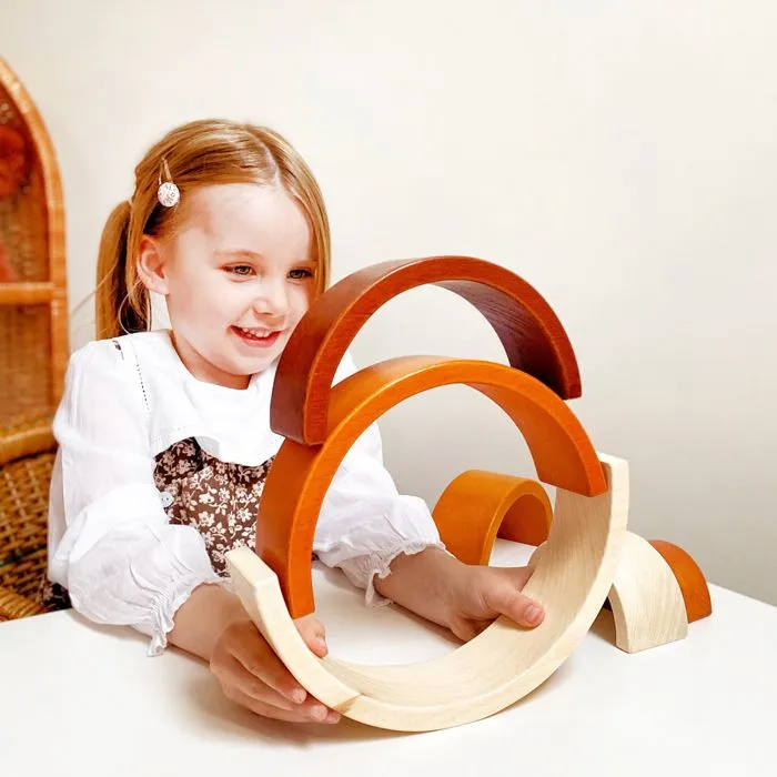 Jouets empilables - Bigjigs Toys - Arches empilables arc-en-ciel - 7 pièces - Bois - 18 mois et plus-3
