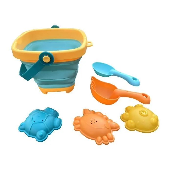 Accessoires bac à sable - AXI - Set 6 pièces - Seau pliable - Pelle - Râteau-0