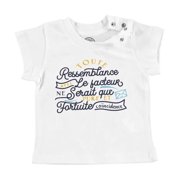 T-shirt Bébé Manche Courte Blanc Ressemblance Facteur Coincidence Humour Bébé-0