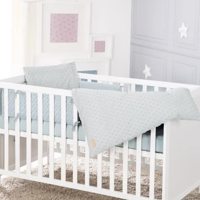 Coffret Bébé Bio ROBA Lil Planet - Linge et Tour de Lit + Drap Housse - Bleu Clair-1