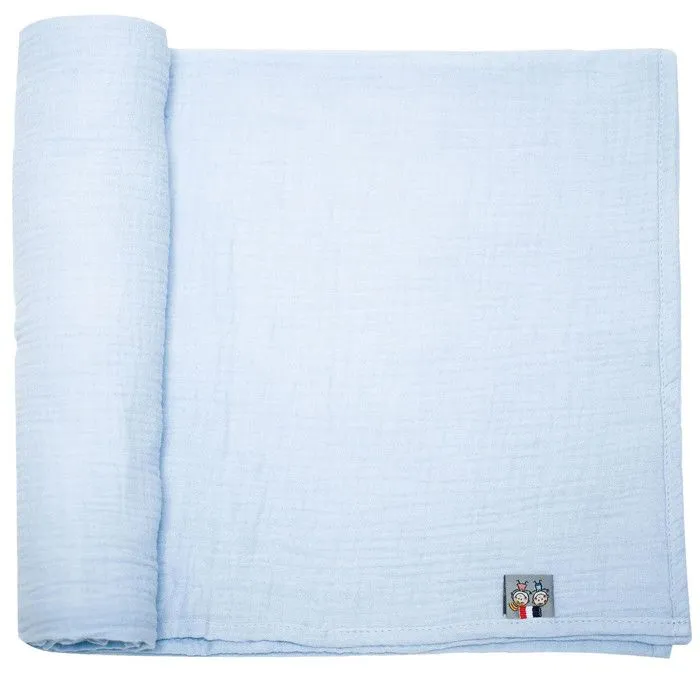 Maxi lange en gaze de coton Jeanne 120 x 120 cm Bleu-0