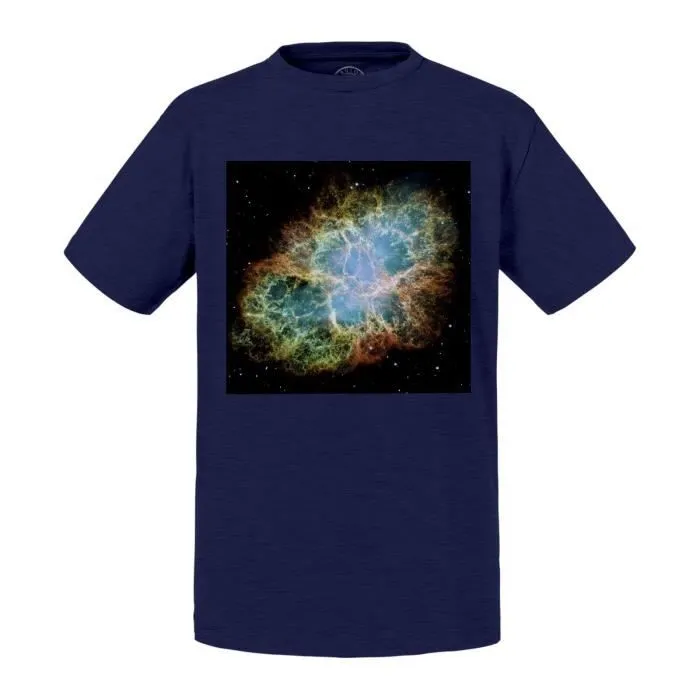 T-shirt Enfant Bleu Nebuleuse du Crabe Galaxie Etoiles Astronomie Espace-0