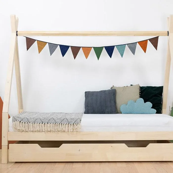 Lit Tipi enfant Benlemi - bois massif - gris - 90 x 200 cm - Sommier inclus - Montessori-3