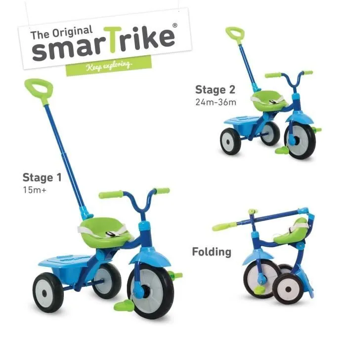 driewieler - smarTrike - Folding Fun 3-in-1 - Bleu - 9 mois - Mixte-0
