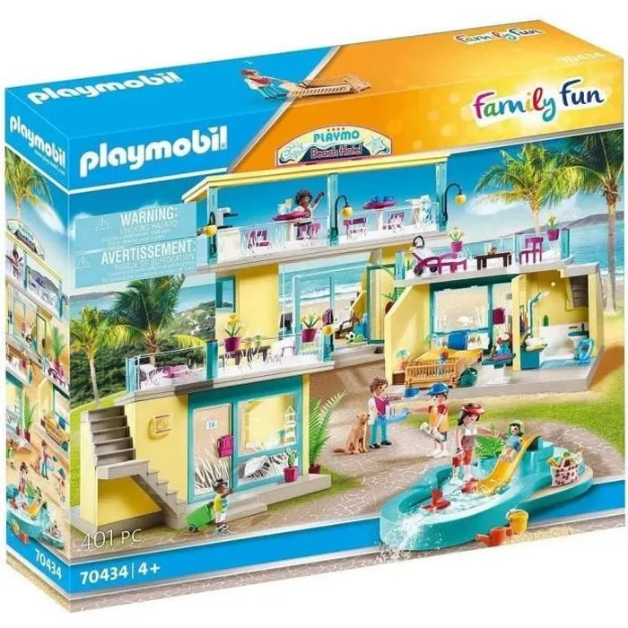 PLAYMOBIL - 70434 - Family Fun - PLAYMO Beach Hôtel - Hôtel de plage avec bungalows et piscine-0
