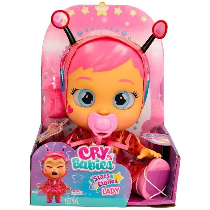 Poupon Cry Babies Stars - Lady - IMC TOYS - 911383 - 30cm - Etoiles LED - Fonctions de pleurs - Rose-1
