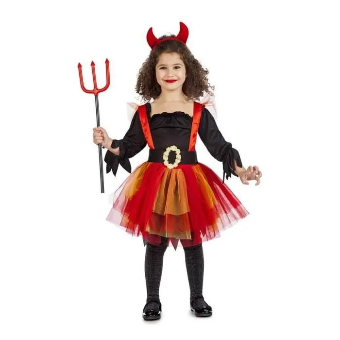 Déguisement de Démon - Multicolore - Fille - Tutu avec bretelles - Diadème avec cornes - 3 ans et plus-0