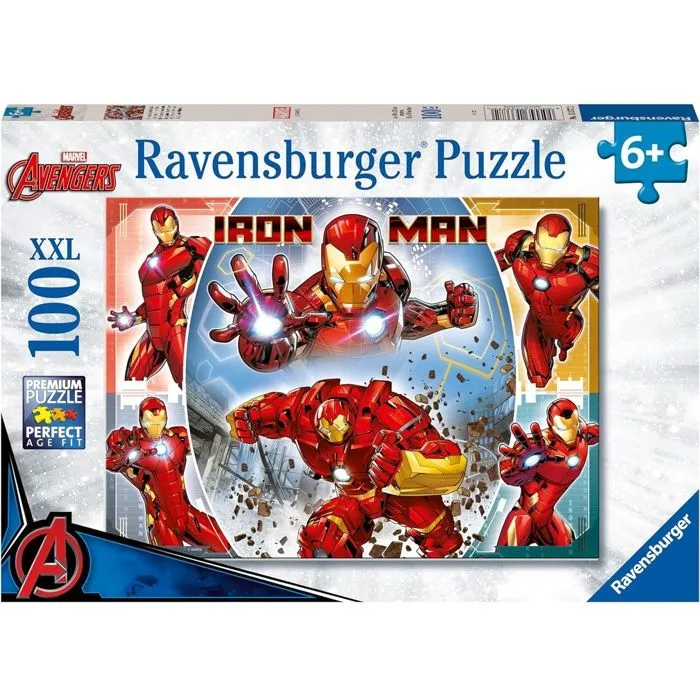 Puzzle 100 pièces XXL, Le puissant Iron Man / Marvel Avengers, 00013377, A partir de 6 ans, Ravensburger, MARVEL HEROS-1