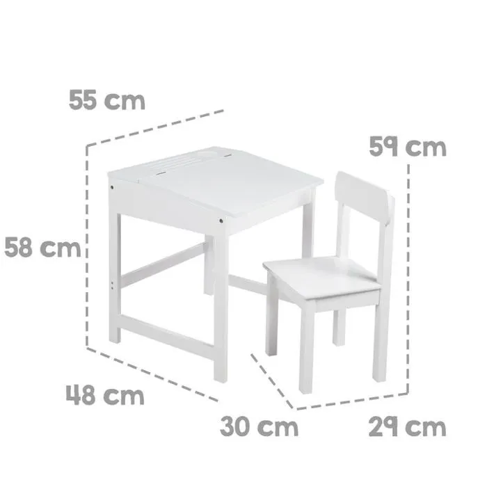 Bureau Bébé - Enfant ROBA - Blanc - Avec Chaise et Espace de Rangement-5