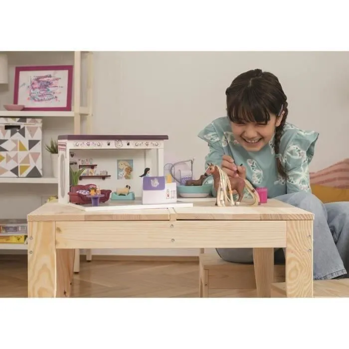 Salon pour Animaux de Compagnie 66 Pièces - Coffret de Jouets avec Figurine Cheval, Soigneur, Chiots et Accessoires pour Enfants-3
