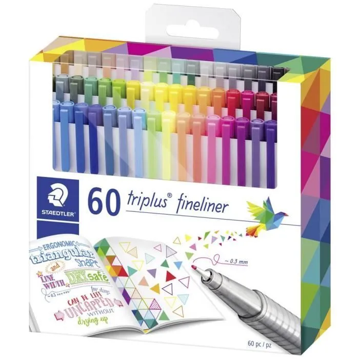 Stylo feutre fin - STAEDTLER - 334 C60 - 60 pc(s) - Pointe fine en métal - DRY SAFE-0