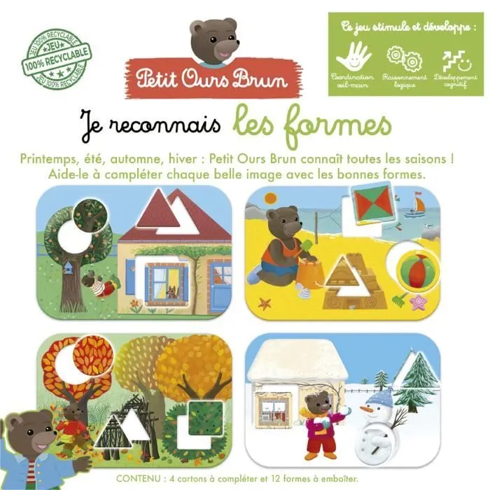 Jeu d'apprentissage - EDUCA - Je Reconnais Les Formes - Petit ours brun-2