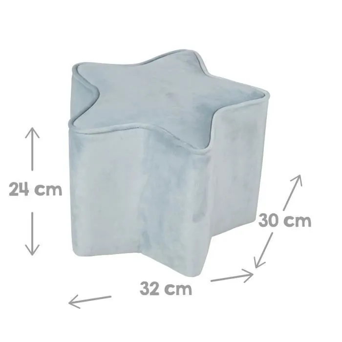 ROBA Fauteuil et Pouf Enfant Lil Sofa + Coussin Décoratif Étoile - Ensemble en Velours - Bleu clair-3