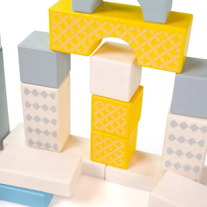 Bigjigs Toys Tambour de 50 blocs en bois, blocs de construction en bois, blocs sensoriels, pour enfants à partir de 12 mois-1
