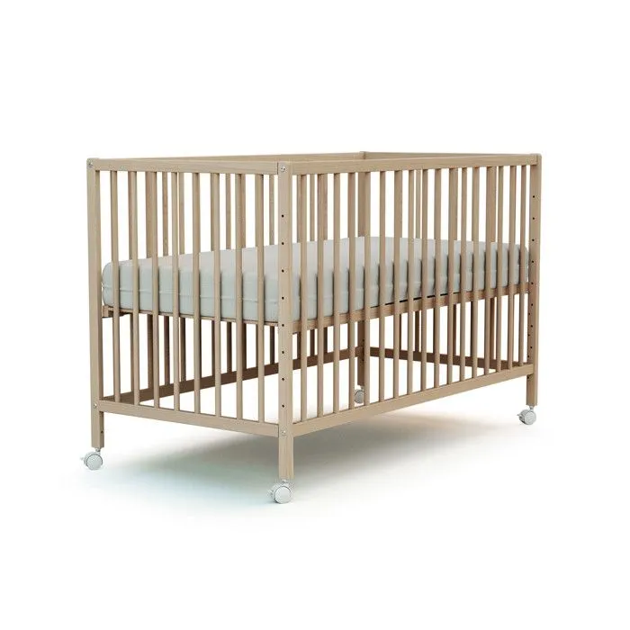 WEBABY - Lit bébé cododo en bois avec roulettes 60 x 120 LIO  Hêtre Brut - Taille unique-2