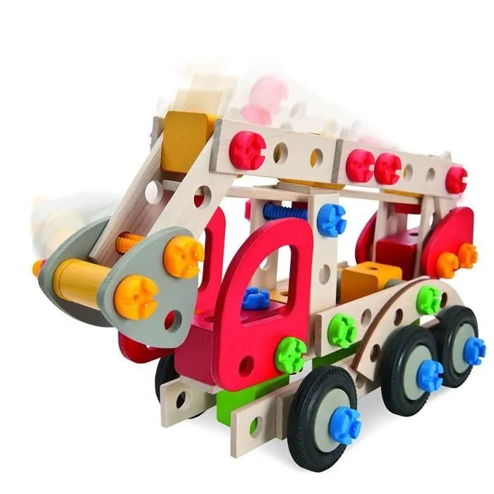 Jeu de construction - HEROS - Camion Pompier 155 pcs - Bois de hêtre PEFC - Mixte-3