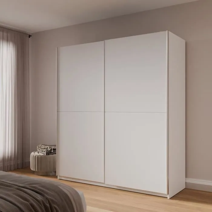 Armoire 2 portes coulissantes - Panneaux de particules - Blanc - L 170,3 x P 61,2 x H 190,5 cm - ULOS-3