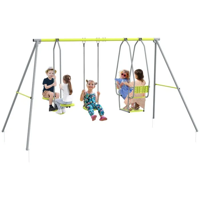Outsunny - Balançoire pour enfants - Métal - 283x156x180cm - Vert-0