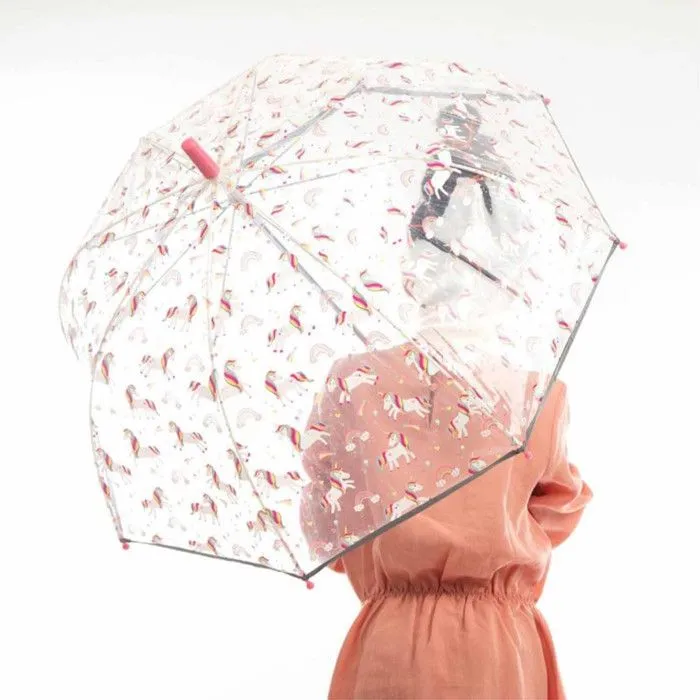 Parapluie cloche enfant transparent Licorne-1