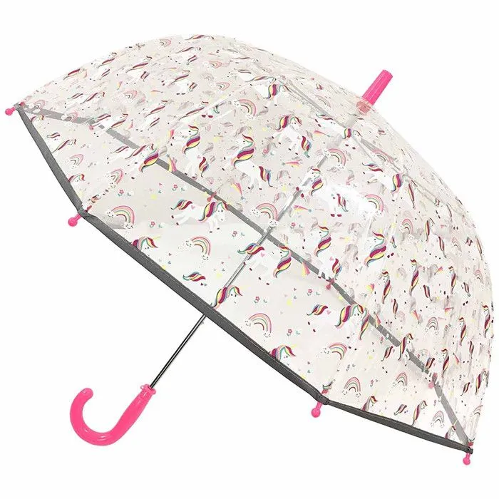 Parapluie cloche enfant transparent Licorne-0