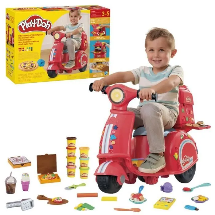 Play-Doh Mon scooter à pizzas, jouets de loisirs créatifs avec pâte à modeler pour enfants-0