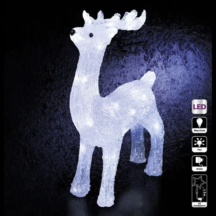 Décoration lumineuse - Non spécifié - Renne acrylique - 40 LED blanc fixe - Utilisation extérieure - Noël-4