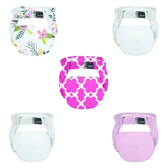 Couche lavable - couche d'apprentissage lavable Domiva - 1300671 - Lot DE 5 Couches Lavable Assorties 0-4 kg Fleur-0