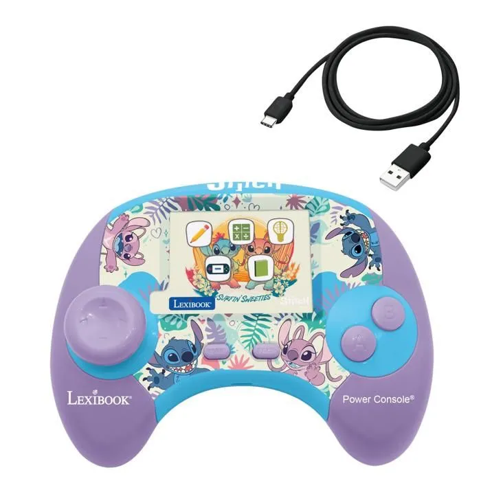 Power Console® Stitch console de jeux éducative parlante bilinque avec 100 activités et un écran 2,8" en français et anglais-1