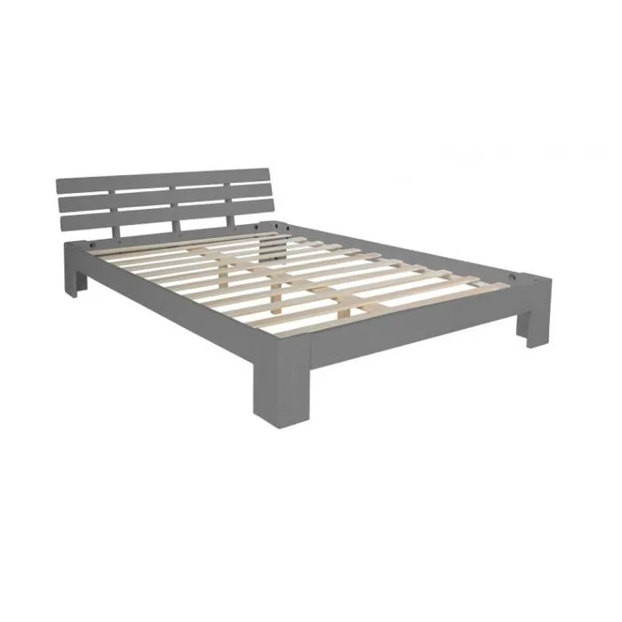 Lit double lit futon en bois 120x200 lit pin gris cadre de lit en bois massif - HomeStyle4U - 2036-0