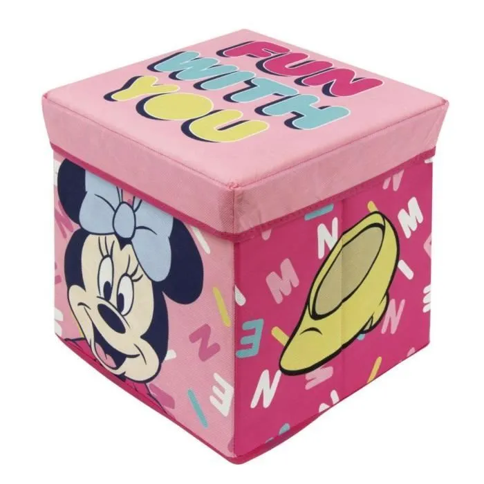 Pouf Siège et Boîte de rangement Minnie - Miraculous - Rose - Enfant - 30x30x30cm - Tissu-0