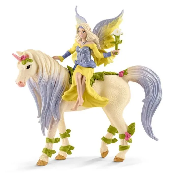 Figurine Fée Sera avec la licorne aux fleurs - SCHLEICH - 70565 - Enfant - Extérieur-0
