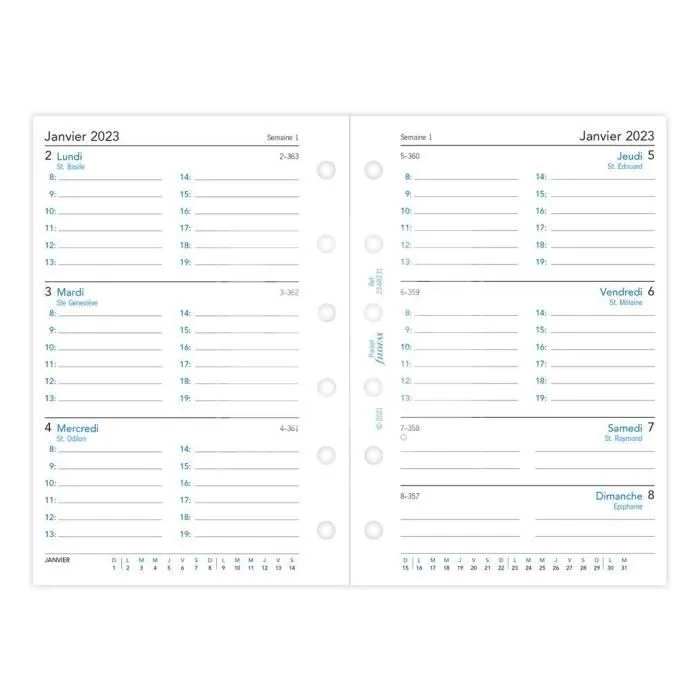 Recharge - FILOFAX - Pocket - Semaine sur 2 pages - 2023 - Blanc-1
