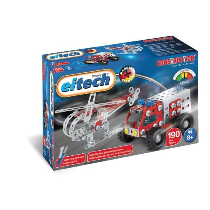 Jeu de construction pompiers en acier argent/rouge - EITECH - 192 pièces-0